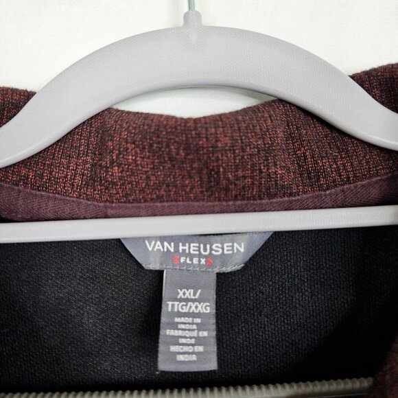 Men's VAN HEUSEN Flex Quarter Zip Long Sleeve Sweater Shirt MAROON RED size XXL - Picture 4 of 7